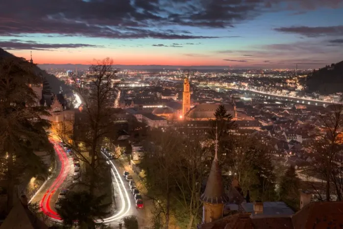 Framed Print : Elevated nightly view of Heidelberg Altstadt (Old Town) with spires and light trails, Heidelberg, Baden-Wurttemberg, Germany, Europe Framed Print : Elevated nightly view of Heidelberg Altstadt (Old Town) with spires and light trails, Heidelberg, Baden-Wurttemberg, Germany, Europe