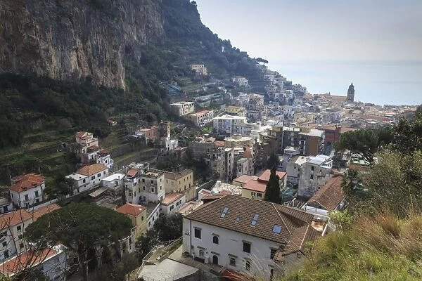 Elevated view of Amalfi, Costiera Amalfitana (Amalfi Coast), UNESCO World Heritage Site