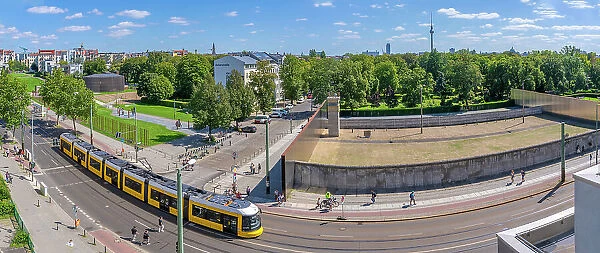 Elevated view of the Berlin Wall Memorial, Memorial Park, Bernauer Strasse, Berlin, Germany, Europe