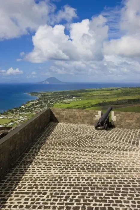Framed Print : Elevated view of Brimstone Hill Fortress, looking towards St. Eustatius Island