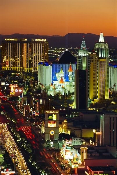 Elevated view of casinos on The Strip