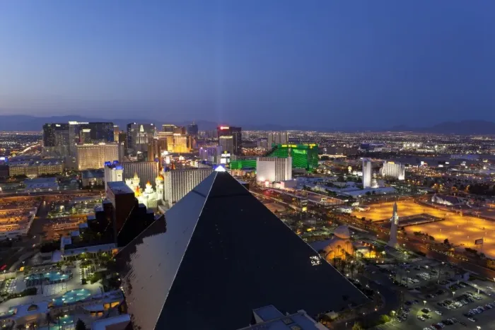 Framed Print : Elevated view of casinos on The Strip, Las Vegas, Nevada, United States of America, North America