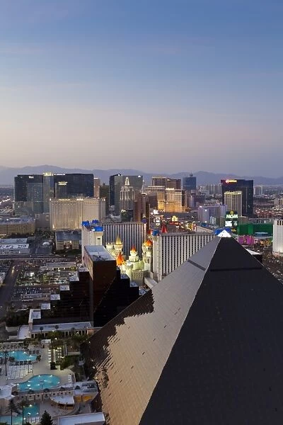 Elevated view of casinos on The Strip, Las Vegas, Nevada, United States of America, North America