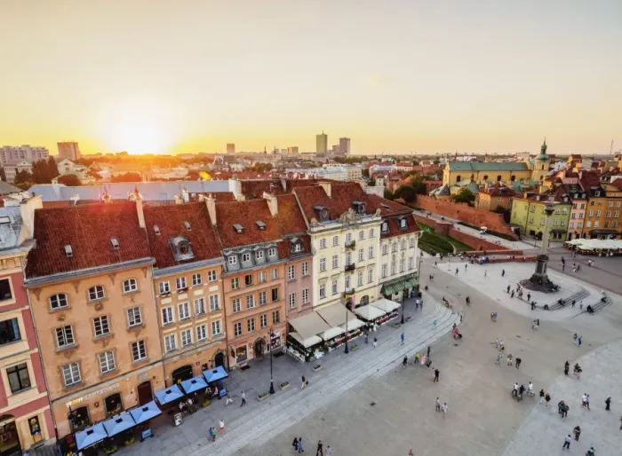 Framed Print : Elevated view of the Castle Square and Krakowskie Przedmiescie Street, Old Town, Warsaw Framed Print : Elevated view of the Castle Square and Krakowskie Przedmiescie Street, Old Town, Warsaw