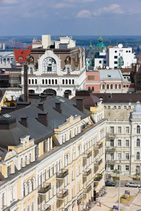 Framed Print : Elevated view over the central city building in Kiev, Ukraine, Europe Framed Print : Elevated view over the central city building in Kiev, Ukraine, Europe