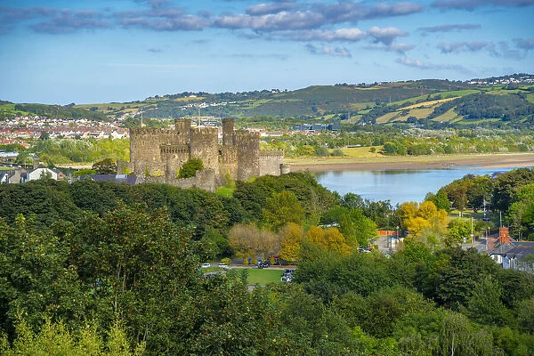 Elevated view of Conwy Castle, UNESCO World Heritage Site