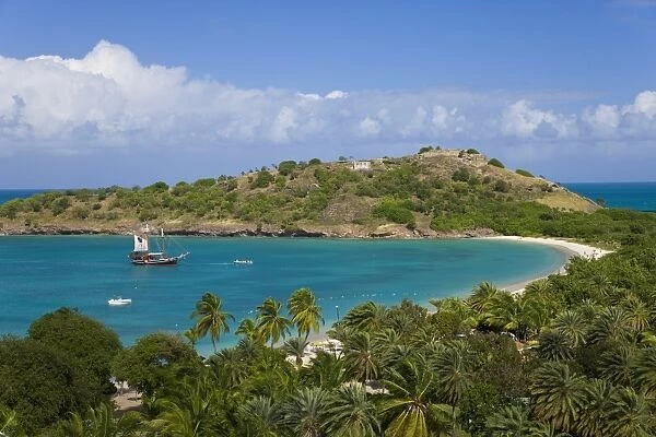 Elevated view over Deep Bay, near the town of St. Johns, Antigua, Leeward Islands