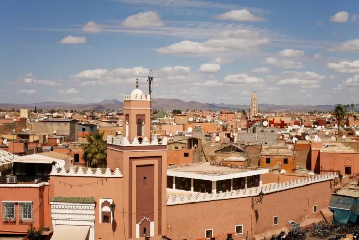 Framed Print : Elevated view over the Djemaa el-Fna, Marrakech (Marrakesh), Morocco, North Africa, Africa