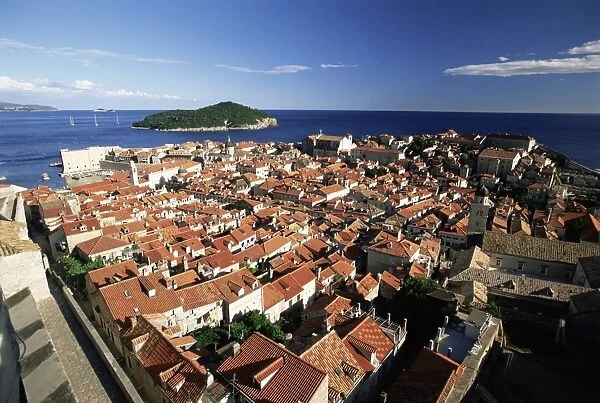 Elevated view of Dubrovnik from the city walls, Dubrovnik, UNESCO World Heritage Site