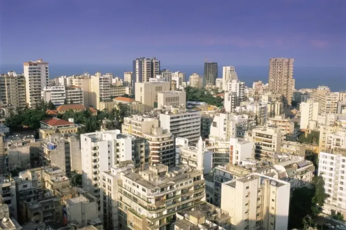 Framed Print : Elevated view over the fashionable central Hamra district Framed Print : Elevated view over the fashionable central Hamra district