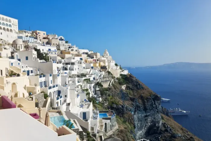 Framed Print : Elevated view of Fira, Santorini (Thira), Cyclades Islands, Aegean Sea Framed Print : Elevated view of Fira, Santorini (Thira), Cyclades Islands, Aegean Sea