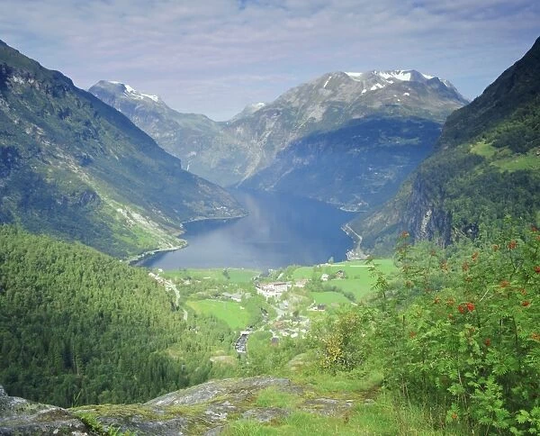 Elevated view from Flydalsjuvet of the Geiranger Fjord
