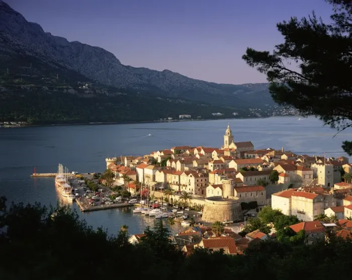 Framed Print : Elevated view of Korcula Town, Old Town of Korcula, Korcula Island, Dalmatia Framed Print : Elevated view of Korcula Town, Old Town of Korcula, Korcula Island, Dalmatia