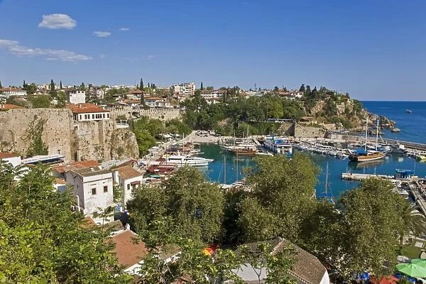Elevated view over the Marina and Roman Harbour in Kaleici, Old Town, Antalya