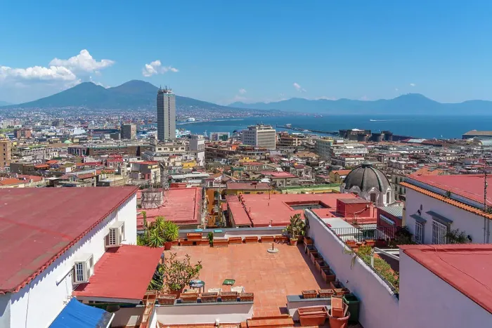 Framed Print : Elevated view of Naples and Mount Vesuvius in the background, Naples, Campania, Italy, Europe Framed Print : Elevated view of Naples and Mount Vesuvius in the background, Naples, Campania, Italy, Europe