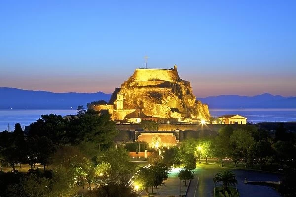 Elevated view of Old Fortress and Maitland Rotunda, Corfu Old Town, Corfu, The Ionian Islands