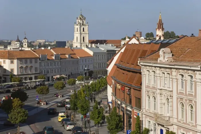 Framed Print : Elevated view over the Old Town Square, Vilnius, Lithuania, Baltic States, Europe Framed Print : Elevated view over the Old Town Square, Vilnius, Lithuania, Baltic States, Europe
