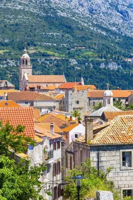 Framed Print : Elevated view over picturesque Korcula Town, Korcula, Dalmatia, Croatia, Europe Framed Print : Elevated view over picturesque Korcula Town, Korcula, Dalmatia, Croatia, Europe