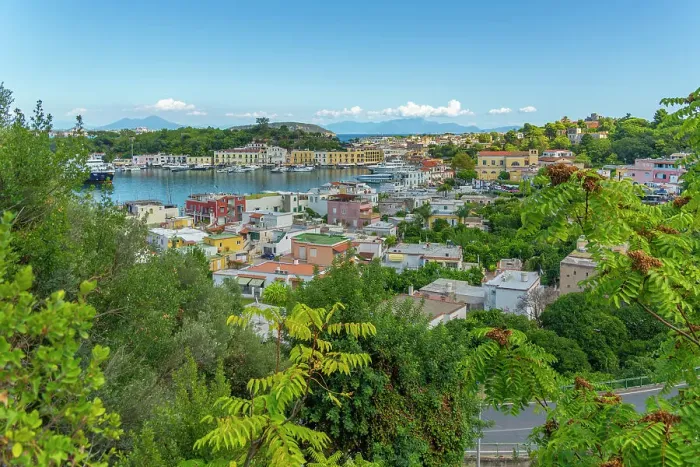 Framed Print : Elevated view of Porto d'Ischia (Port of Ischia), Island of Ischia, Campania, Italy, Europe Framed Print : Elevated view of Porto d'Ischia (Port of Ischia), Island of Ischia, Campania, Italy, Europe