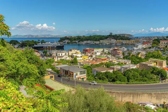 Framed Print : Elevated view of Porto d'Ischia (Port of Ischia), Island of Ischia, Campania, Italy, Europe Framed Print : Elevated view of Porto d'Ischia (Port of Ischia), Island of Ischia, Campania, Italy, Europe