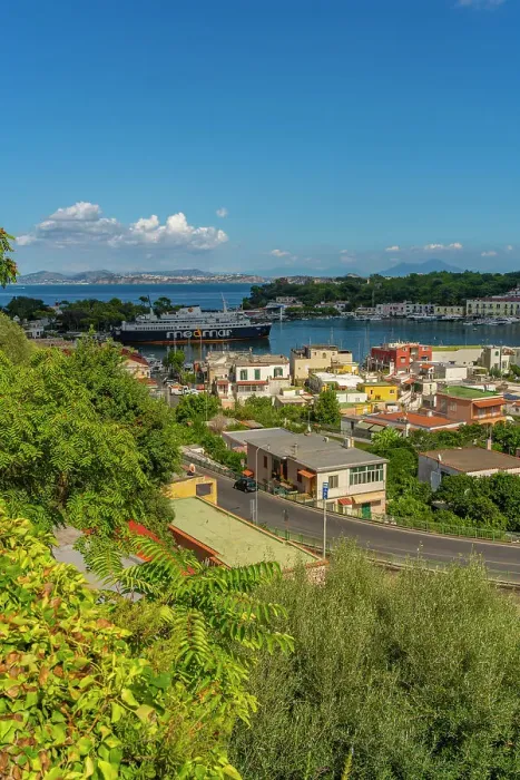 Framed Print : Elevated view of Porto d'Ischia (Port of Ischia), Island of Ischia, Campania, Italy, Europe Framed Print : Elevated view of Porto d'Ischia (Port of Ischia), Island of Ischia, Campania, Italy, Europe