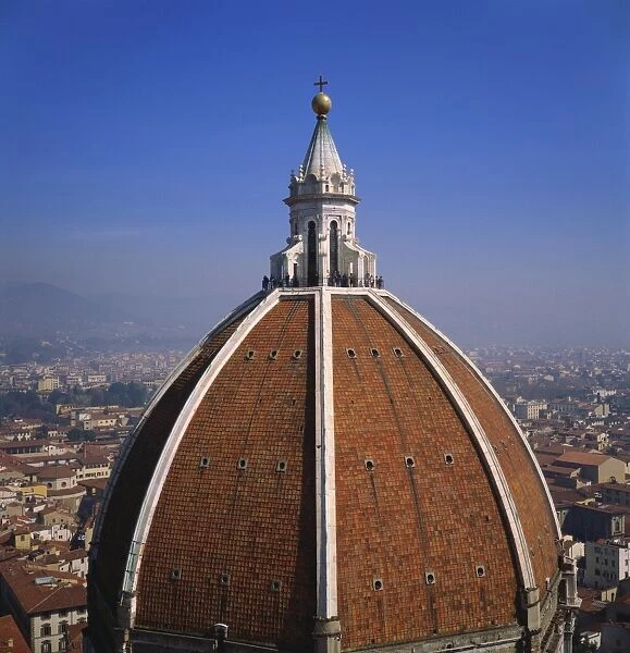 Elevated View of the Roof of the Duomo and Cityscape, Florence, Tuscany, Italy