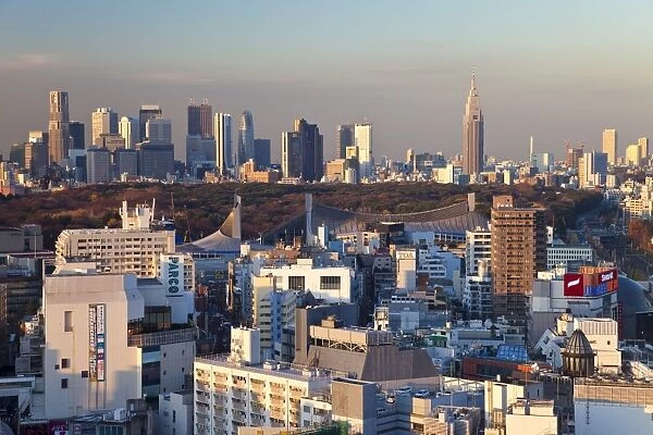 Elevated view of Shinjuku skyline from Shibuya, Tokyo, Japan, Asia