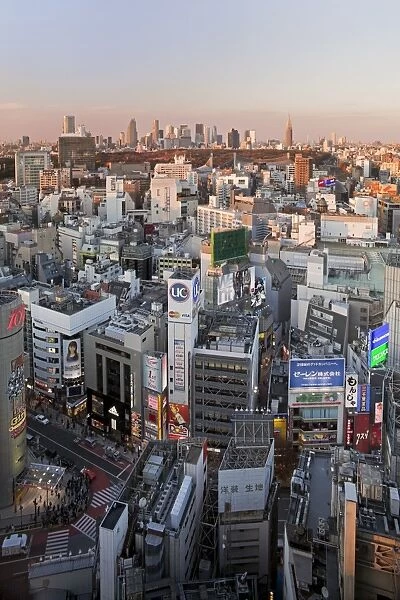Elevated view of Shinjuku skyline from Shibuya, Tokyo, Japan, Asia