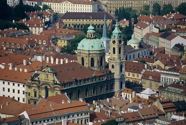 Elevated view of St. Nicholas church, Prague, Czech Republic, Europe
