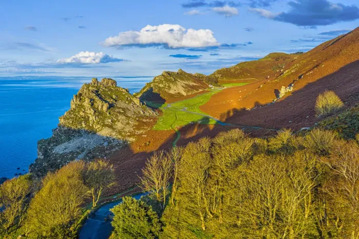 Framed Print : Elevated view over the stunning Valley of the Rocks near Lynton, Exmoor National Park Framed Print : Elevated view over the stunning Valley of the Rocks near Lynton, Exmoor National Park