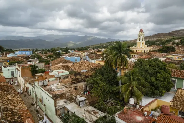 Framed Print : An elevated view of the terracotta roofs and the bell tower of the Museo Nacional de la Lucha Framed Print : An elevated view of the terracotta roofs and the bell tower of the Museo Nacional de la Lucha
