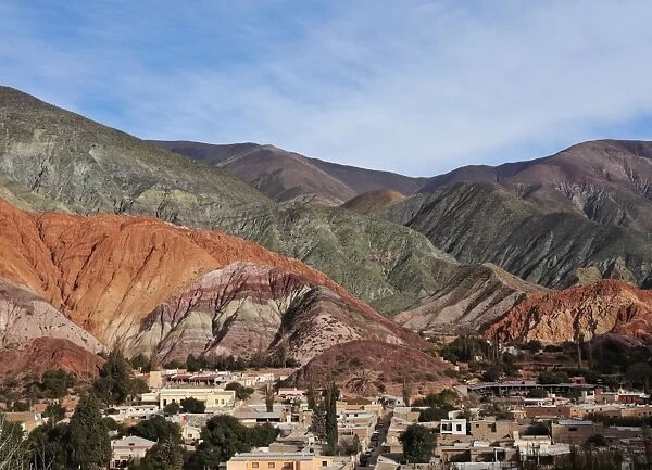Elevated view of the town and the Hill of Seven Colours (Cerro de los Siete Colores)