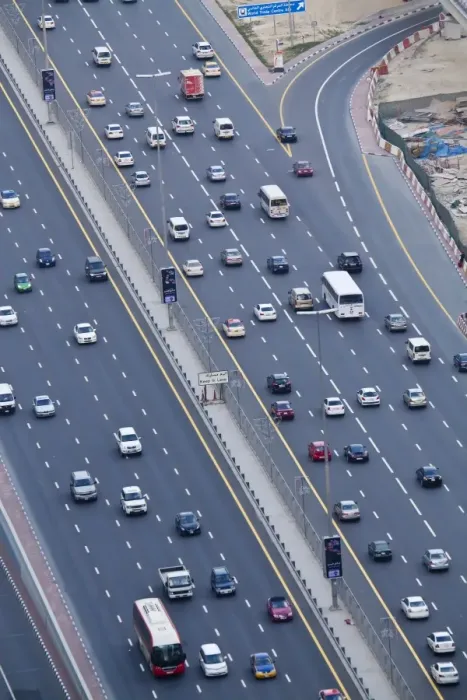 Framed Print : Elevated view of traffic along Sheikh Zayed Road, Dubai, United Arab Emirates Framed Print : Elevated view of traffic along Sheikh Zayed Road, Dubai, United Arab Emirates