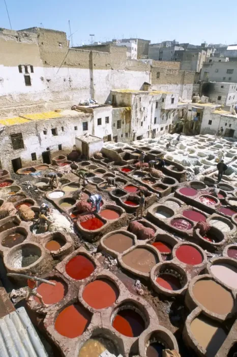 Framed Print : Elevated view over vats of dye Framed Print : Elevated view over vats of dye