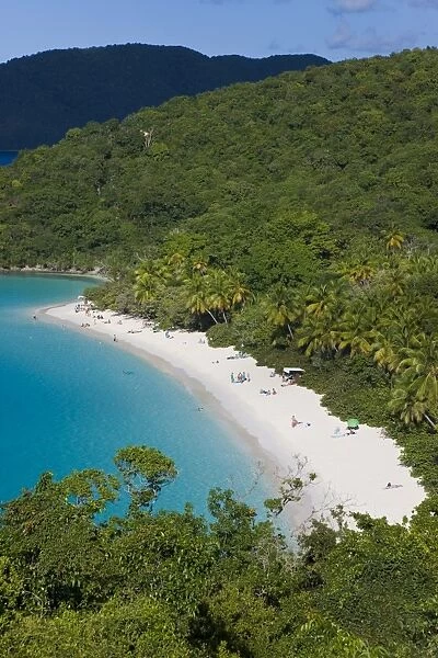 Elevated view over the world famous beach at Trunk Bay, St. John, U. S. Virgin Islands