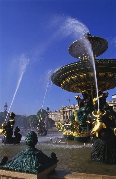 Elevation of the Maritime Fountain and Hotel de Crillon, Place de la Concorde, Paris, France