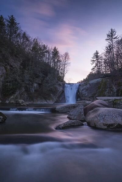 Elk River Falls at sunset, Elk River, Blue Ridge Mountains, North Carolina, United