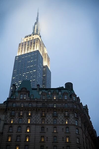 Empire State Building on a rainy evening, Manhattan, New York City, New York
