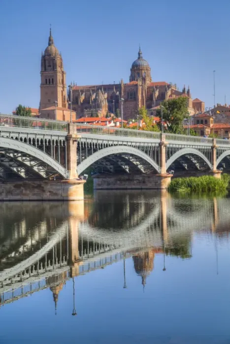 Framed Print : Enrique Estavan Bridge in foreground, Cathedral of Salamanca, Salamanca, UNESCO World Heritage Site