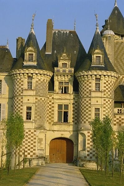 The entrance of the Chateau Les Reaux near Tours in Pays de la Loire, France, Europe