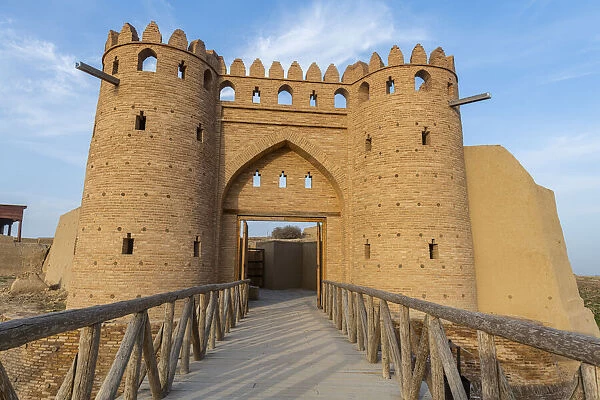 Entrance gate, Otrartobe settlement, Turkistan, Kazakhstan, Central Asia, Asia
