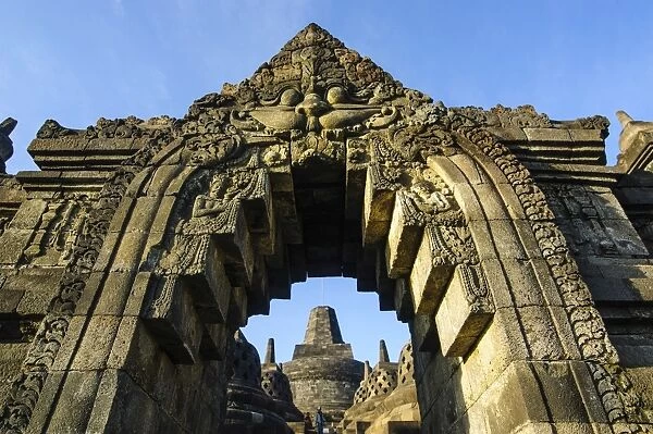 Entrance gate to the temple complex of Borobodur, UNESCO World Heritage Site, Java, Indonesia, Southeast Asia, Asia