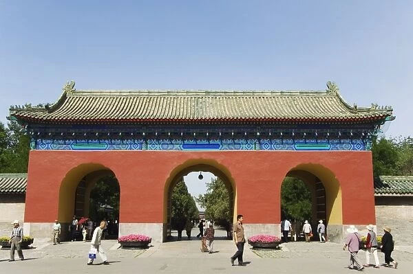 An entrance gate at The Temple of Heaven, UNESCO World Heritage Site, Beijing