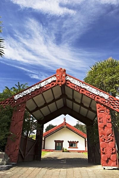 Entrance to a Maori meeting hall