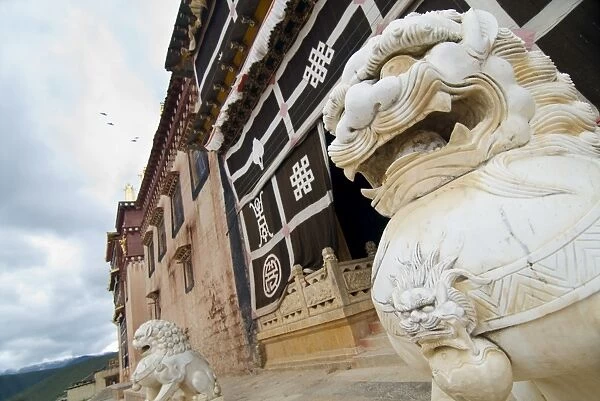 Entrance to monastery, Zhongdian, Shangri-La County, Yunnan Province, China, Asia
