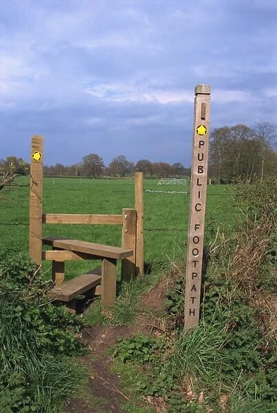 Entrance to public footpath, Cheshire, England, United Kingdom, Europe