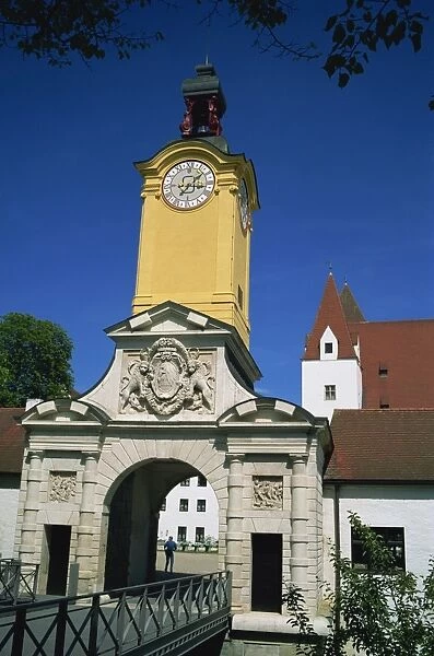 Entrance to the Schloss (castle), Ingolstadt on the Danube, Bavaria, Germany, Europe