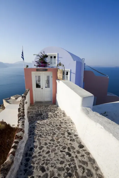 Framed Print : Entrance to a typical village house in Oia, Santorini (Thira), Cyclades Islands Framed Print : Entrance to a typical village house in Oia, Santorini (Thira), Cyclades Islands