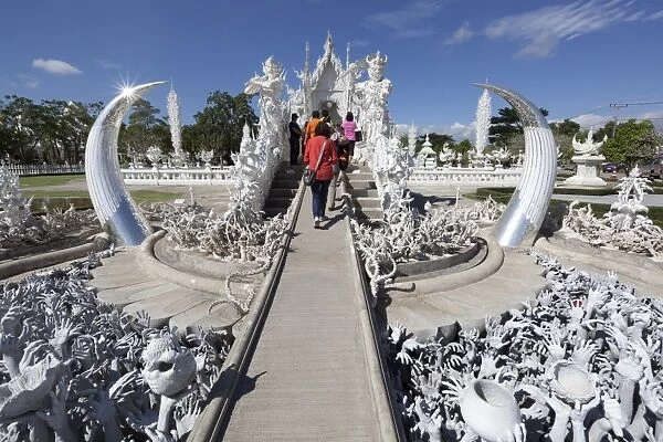 Entrance to the Wat Rong Khun (White Temple), Chiang Rai, Northern Thailand, Thailand, Southeast Asia, Asia