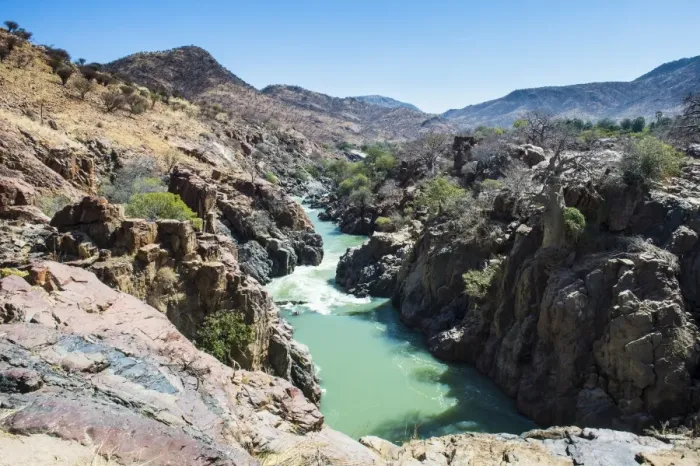Framed Print : Epupa Falls on the Kunene River on the border between Angola and Namibia, Namibia, Africa Framed Print : Epupa Falls on the Kunene River on the border between Angola and Namibia, Namibia, Africa
